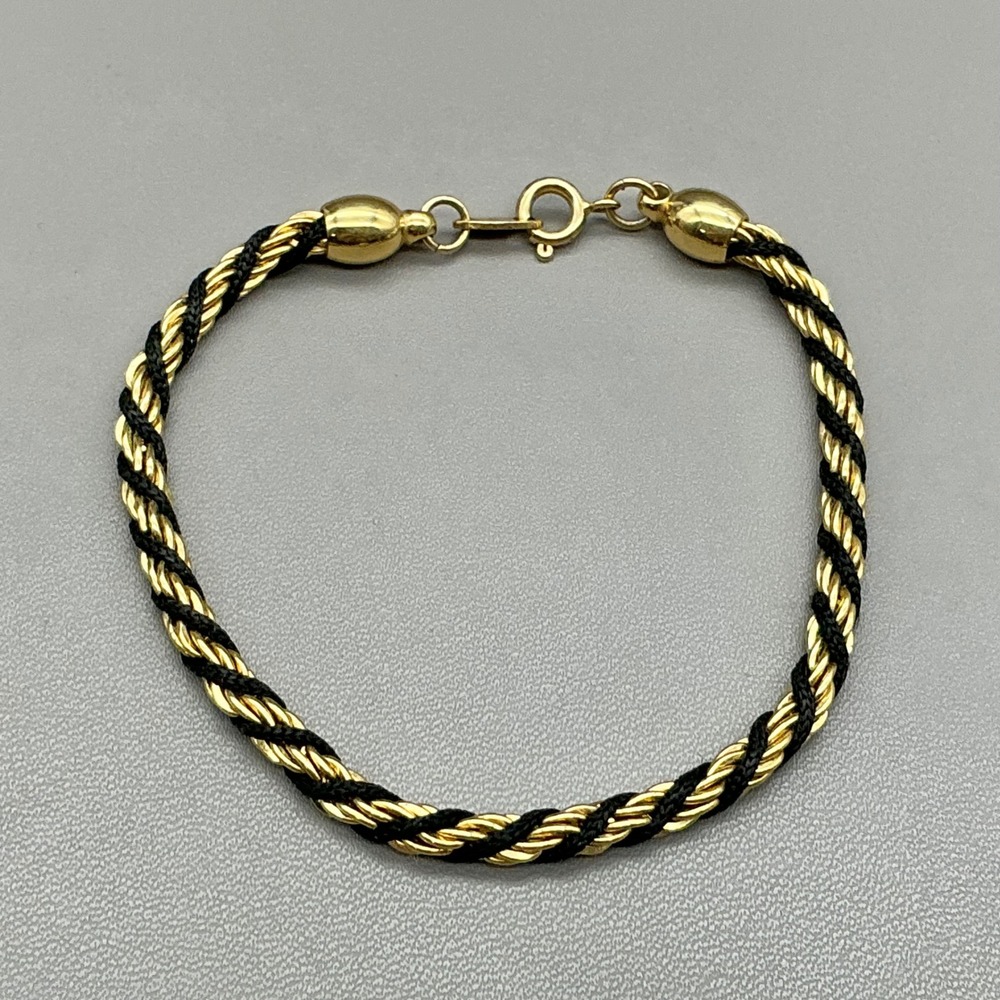 Trifari Bracelet Women Gold Black Twisted Rope Chain Vintage Jewelry Accessory